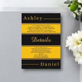 Carte D'accompagnement Élégant Fancy Black And Gold Stripes Mariage chic