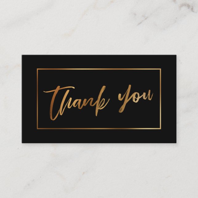 Carte D'accompagnement Elégant Faux Gold moderne sur Merci noir (Devant)