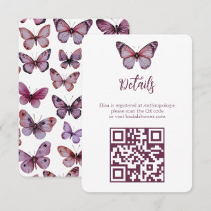 Carte D'accompagnement Elégant Fête des mariées de papillons Code QR PERS
