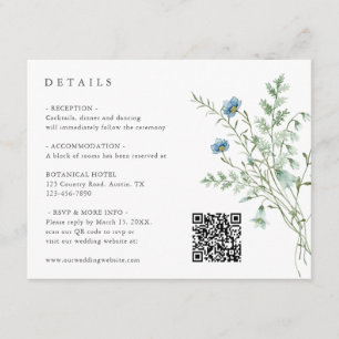 Carte D'accompagnement Elégant Fleur sauvage aquarelle Détails Mariage