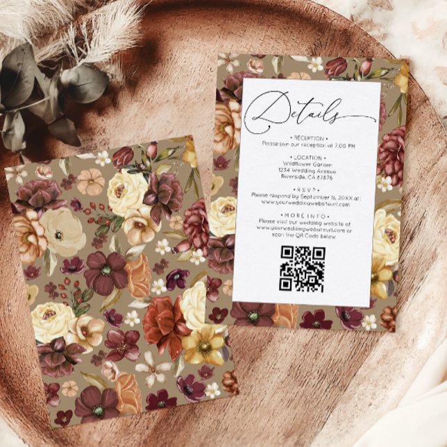 Carte D'accompagnement Elegant Fleur sauvage de automne Floral Détails du (Créateur téléchargé)