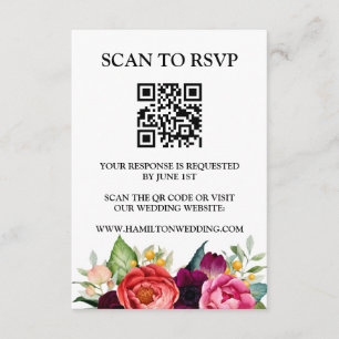 Carte D'accompagnement Elégant Fleur sauvage Meadow QR Code Mariage RSVP