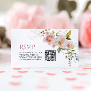Carte D'accompagnement Elégant Fleur sauvage rustique Mariage QR Code RSV