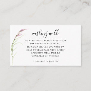 Carte D'accompagnement Élégant Fleur sauvage violet Mariage Wishing well