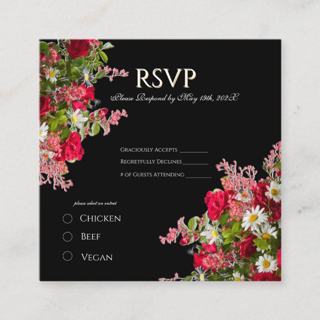 Carte D'accompagnement Elegant Floral Black Flower Photo Enclosure Card (Devant)