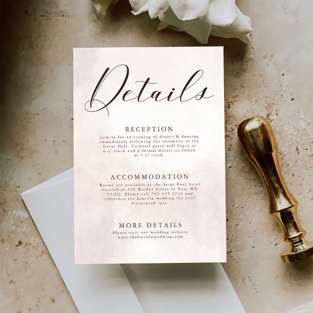 Carte D'accompagnement Elegant Floral Boho Détails du Mariage (Créateur téléchargé)