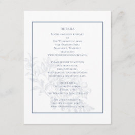 Carte D'accompagnement Elégant Floral Floral Dusty Blue Détails Mariage