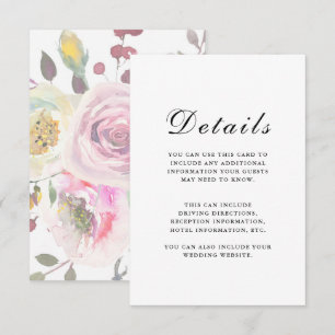 Carte D'accompagnement Elégant Floral Mariage Détails de la clientèle
