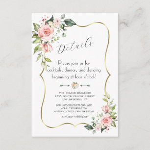 Carte D'accompagnement Elégant Flush Cream Flowers Détails du Mariage