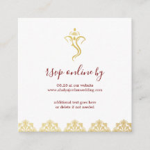 Elégant Ganesha Rouge & Or & Mehndi Wedding RSVP