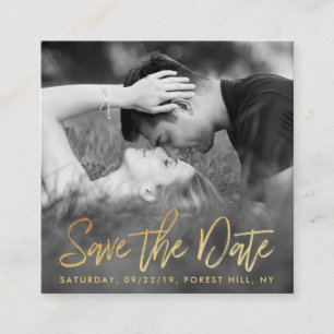Carte D'accompagnement Elegant Gold Foil Script Photo Save The Date