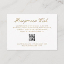 Carte D'accompagnement Elégant Gold Forme Honeymoon Fund QR Code Mariage