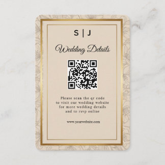Carte D'accompagnement Elegant Gold Frame QR Code Wedding Details