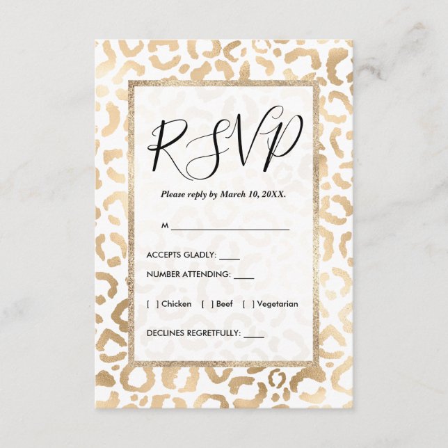 Carte D'accompagnement Elegant Gold White Leopard Cheetah Animal Print (Devant)