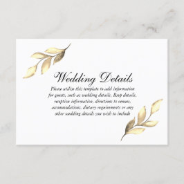 Carte D'accompagnement Elégant Golden Leaf Wedding Détails de la réceptio
