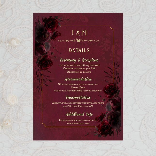 Carte D'accompagnement Elegant Gothic Romance Wedding Enclosure Card (Créateur téléchargé)