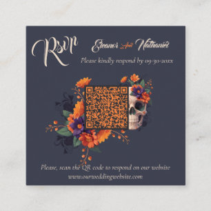 Carte D'accompagnement Élégant gothique 3D Floral Minimal QR code RSVP