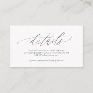 Carte D'accompagnement Elegant gris foncé, Détails Mariage, RSVP en ligne