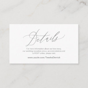 Carte D'accompagnement Elégant gris foncé, détails Mariages, RSVP en lign
