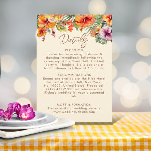 Carte D'accompagnement Élégant Hibiscus Fleur Tropical Floral Mariage