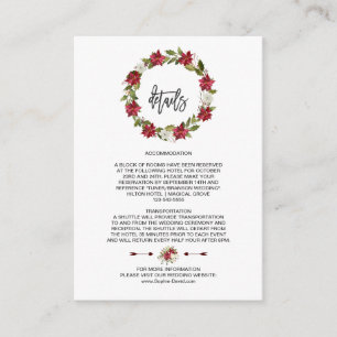 Carte D'accompagnement Elégant hiver vacances Poinsettia Détails Mariage