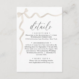 Carte D'accompagnement Elégant ivoire Beige Bow Monogramme Mariage Détail