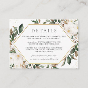 Carte D'accompagnement Elégant Ivoire Magnolia Floral Détails du Mariage