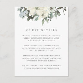 Carte D'accompagnement Elegant ivoire Sage Floral Mariage Détails de l'in