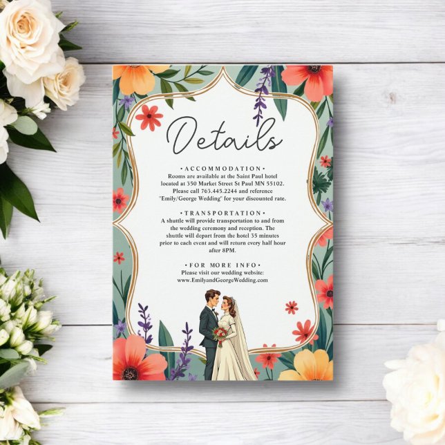 Carte D'accompagnement Élégant Jardin Floral Mariée et Mariage d'été (Créateur téléchargé)