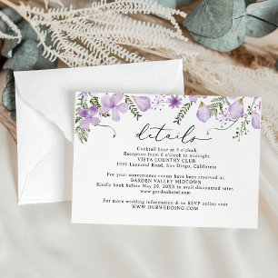 Carte D'accompagnement Elegant Lavender Floral Mariage Détails