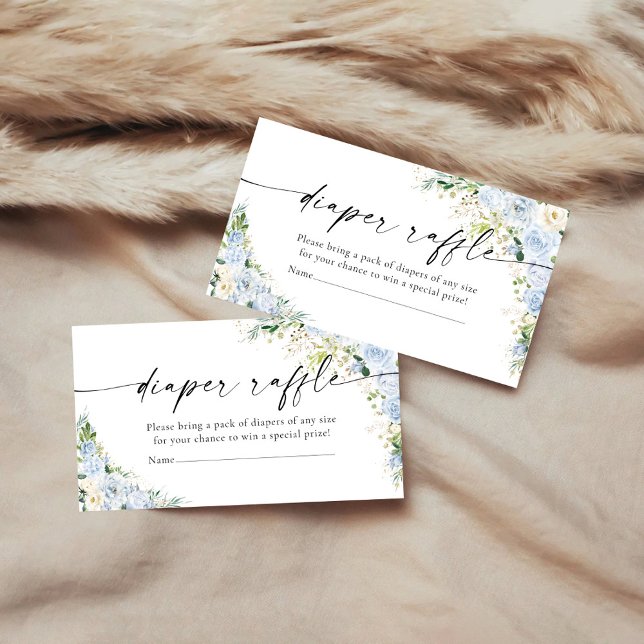Carte D'accompagnement Elegant Light Blue Diaper Raffle  Enclosur (Créateur téléchargé)