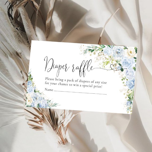 Carte D'accompagnement Elegant Light Blue Diaper Raffle  Enclosur (Créateur téléchargé)