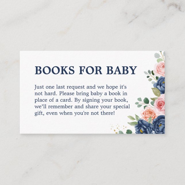 Carte D'accompagnement Elégant livre de fleurs d'aquarelle pour bébé (Devant)