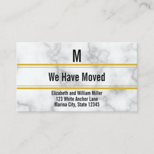 Carte D'accompagnement Elégant Marbre blanc Faux Monogramme Nous Avons Dé