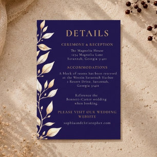 Carte D'accompagnement Élégant mariage à bordure botanique marine