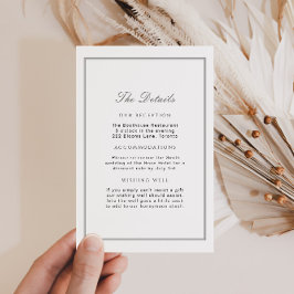 Carte D'accompagnement Élégant Mariage blanc de taille verte Détails Insé