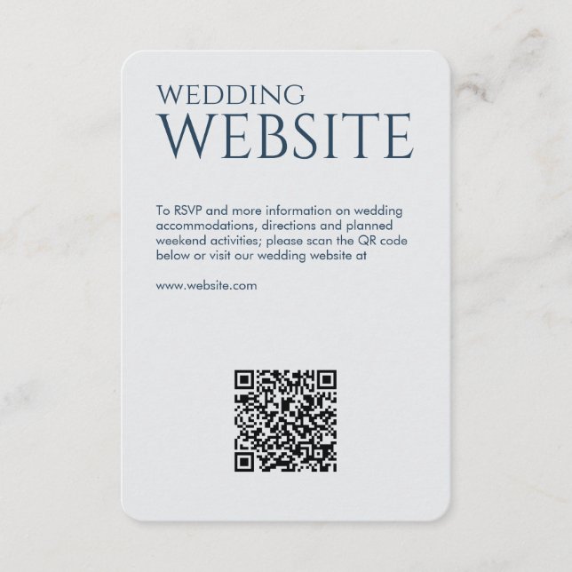 Carte D'accompagnement Élégant Mariage bleu marine moderne (Devant)