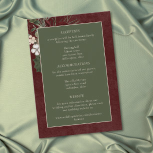 Carte D'accompagnement Élégant Mariage Bourguignon aux Baies d'Hiver et a