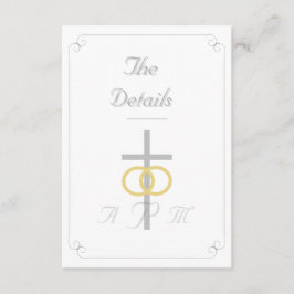 Carte D'accompagnement Élégant Mariage catholique monogramme