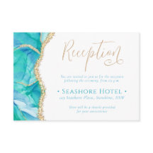 Elégant Mariage d'accueil en or bleu aquarelle