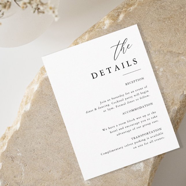 Carte D'accompagnement Élégant Mariage de calligraphie Les détails (Créateur téléchargé)