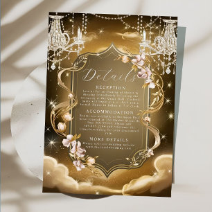 Carte D'accompagnement Elégant Mariage de lustre en cristaux d'or