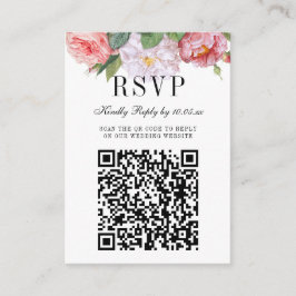Carte D'accompagnement Élégant Mariage de monogramme floral QR Code RSVP