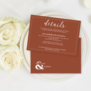 Carte D'accompagnement Élégant Mariage de script ordonné en terre cuite r