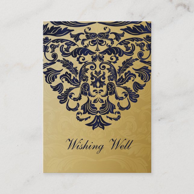 Carte D'accompagnement Élégant Mariage d'or de la marine Filigree (Devant)