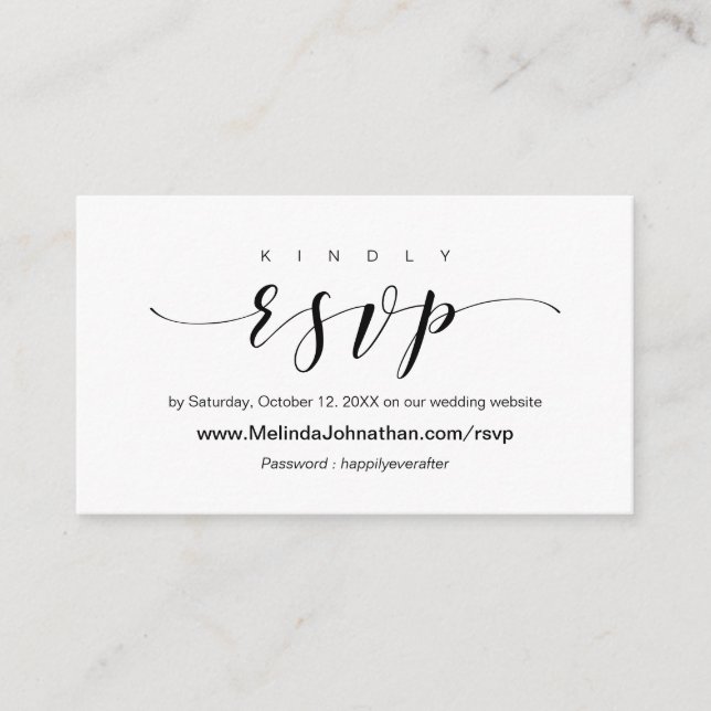 Carte D'accompagnement Élégant mariage en ligne RSVP répondre (Devant)
