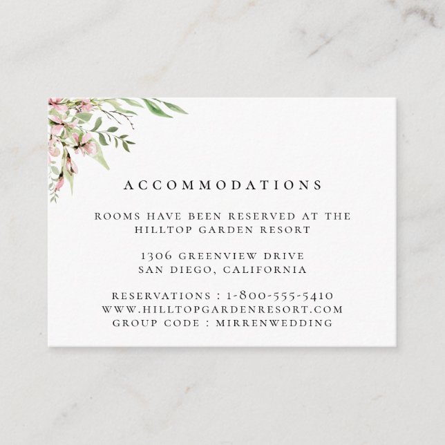 Carte D'accompagnement Elégant Mariage Fleur sauvage (Devant)
