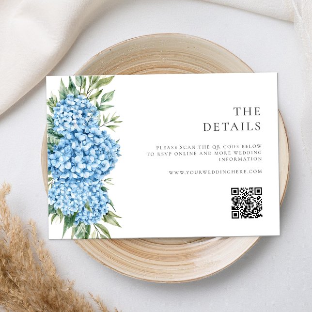 Carte D'accompagnement Élégant Mariage floral Blue Hydrangea (Créateur téléchargé)