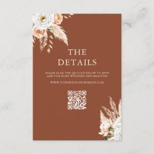 Carte D'accompagnement Élégant Mariage Floral Burnt Orange Terracotta