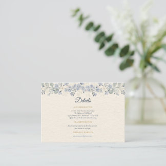 Carte D'accompagnement Élégant mariage floral français Pivoine Bleu Pouss